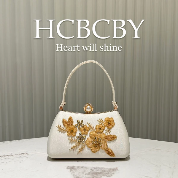HCBCBY Beaded Floral Pearl Clutch