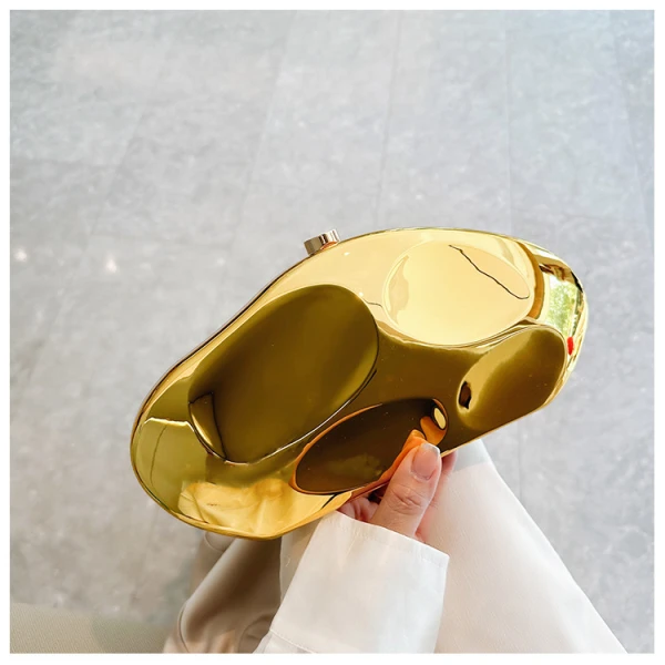 Irregular Metallic Hard Case Clutch - Image 2