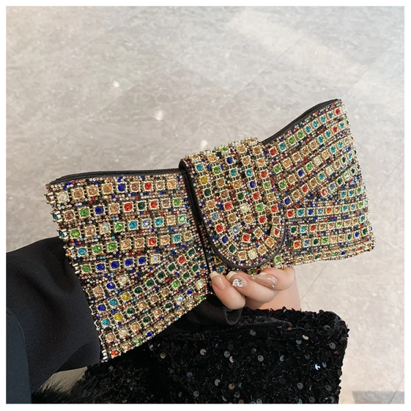 Multi-Color Crystal Bow Clutch - Image 2