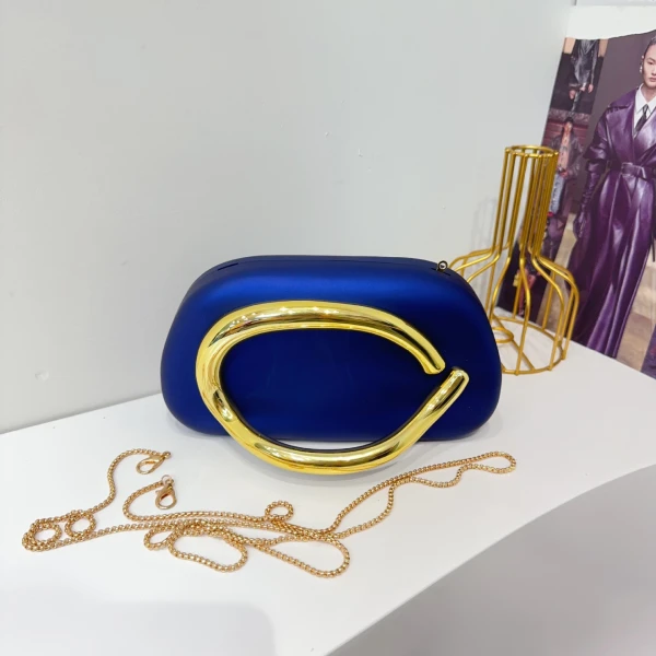Matte Finish Statement Handle Clutch - Image 3