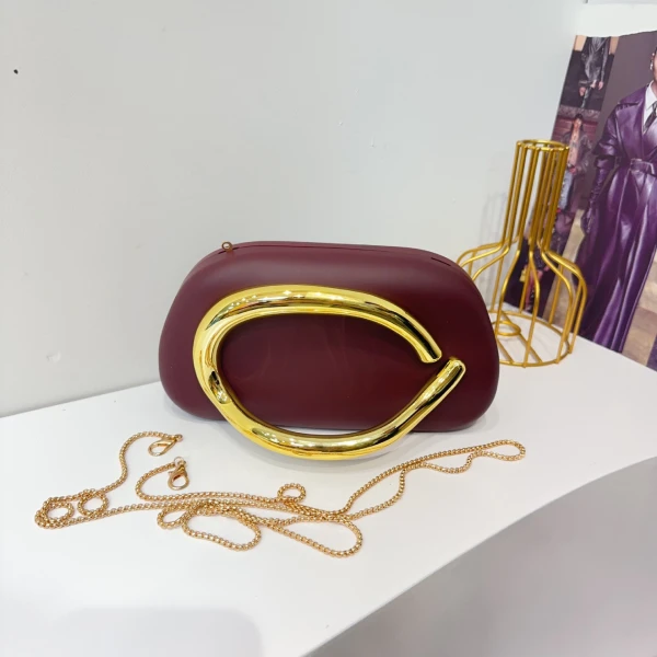 Matte Finish Statement Handle Clutch - Image 2